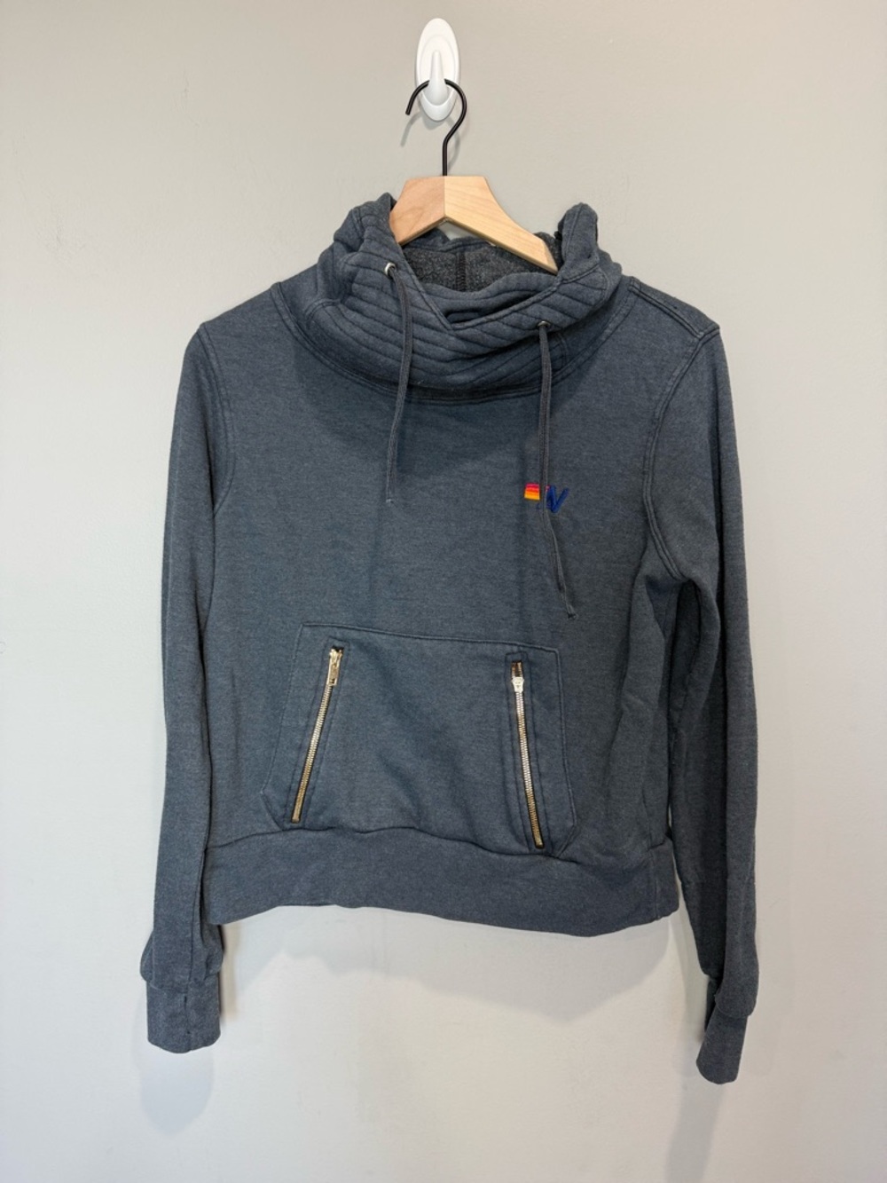 Aviator Nation Ninja Pullover Hoodie Faded‎ Smoke Size XS